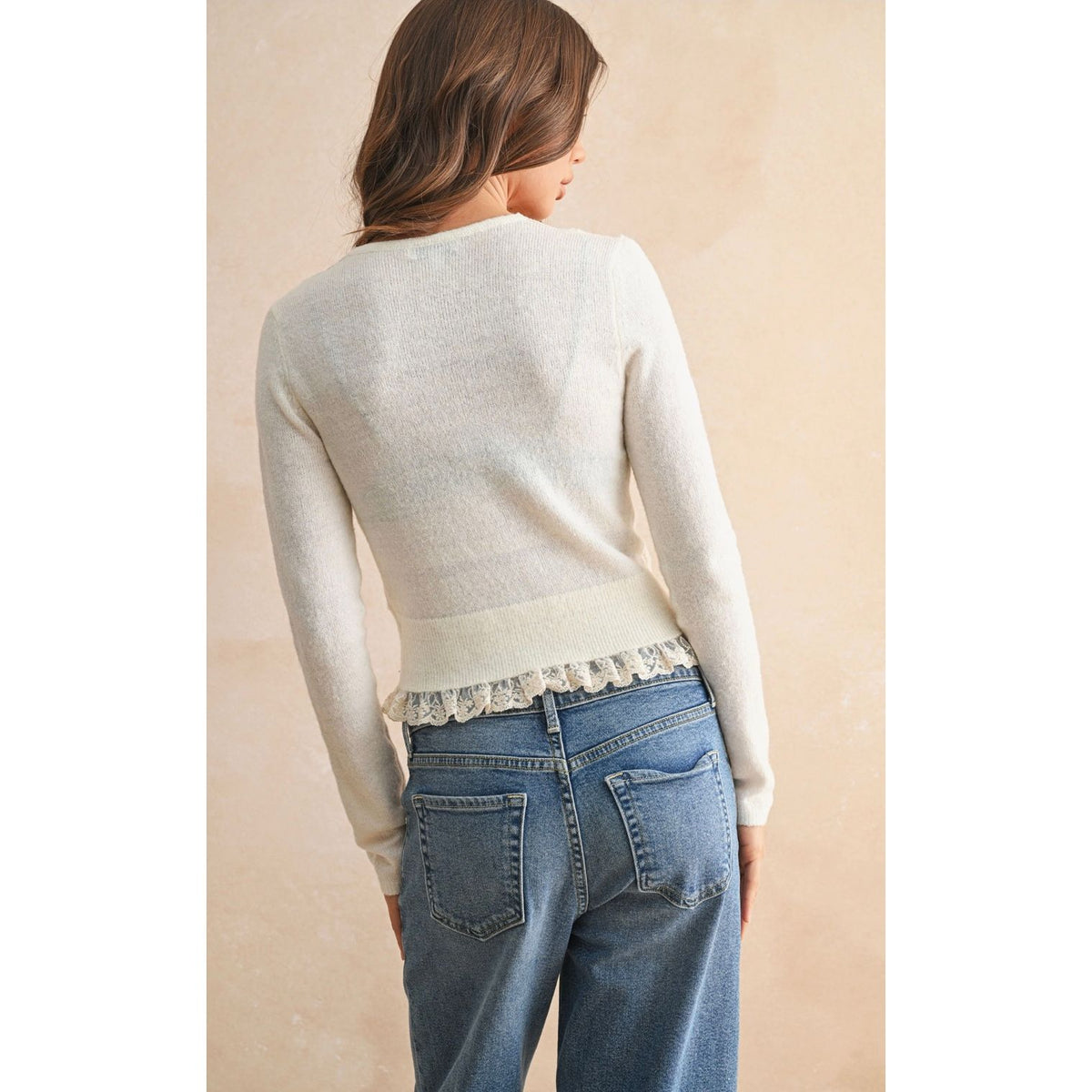 Lace Contrast Cardigan
