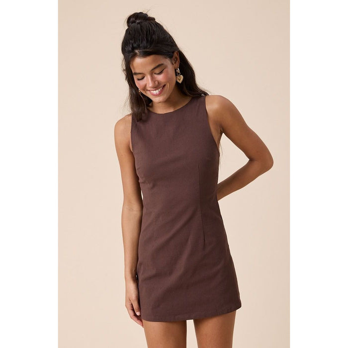 Seas The Day Mini Dress with Shorts in Brown