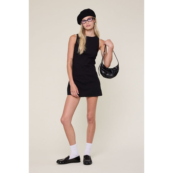 Seas the Day Mini Dress with Shorts - in Black