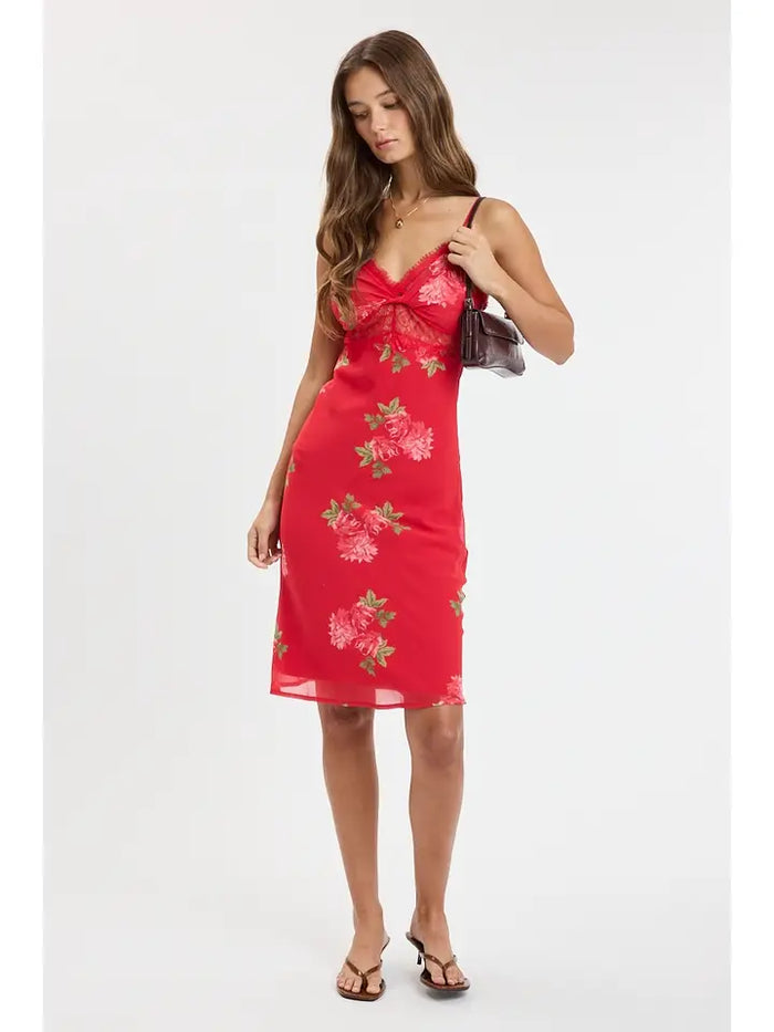 Jillian Midi Dress in Red