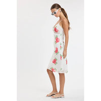 Jillian Midi Dress in White Floral