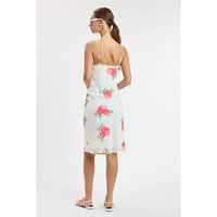 Jillian Midi Dress in White Floral
