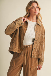 Wide-wale Corduroy Dropped Shoulder Jacket