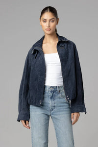 Midnight Drift Suede Bomber