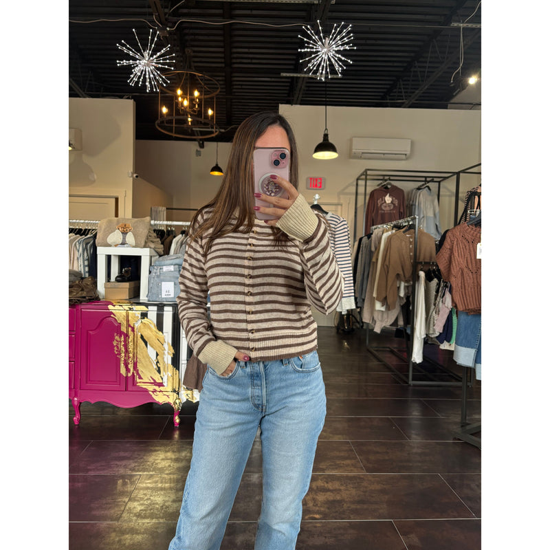 Striped Button Cardigan (2 Colors)