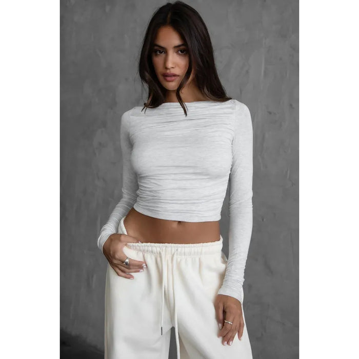 Cora Long Sleeve Top (Heather Grey)