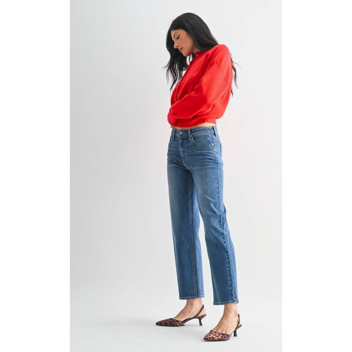 Mid Rise Wide Leg Jean
