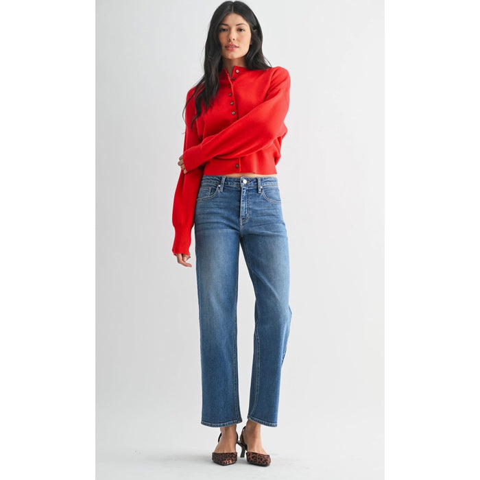 Mid Rise Wide Leg Jean