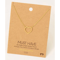 Heart Outline Pendant Necklace (Rose Gold or Gold)