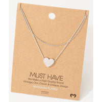 Layered Chain Heart Charm Necklace (Silver or Gold)