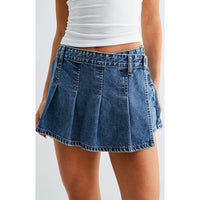 Pleated Denim Skort