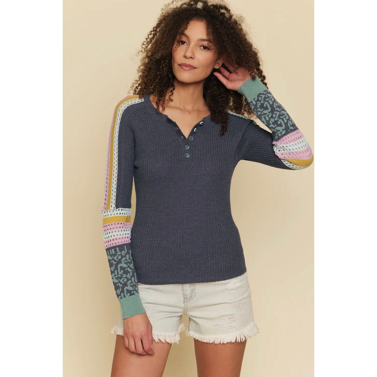 Contrast Henley Top