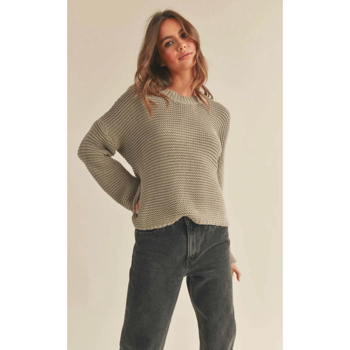 Round Neck Sweater Top (2 Colors)
