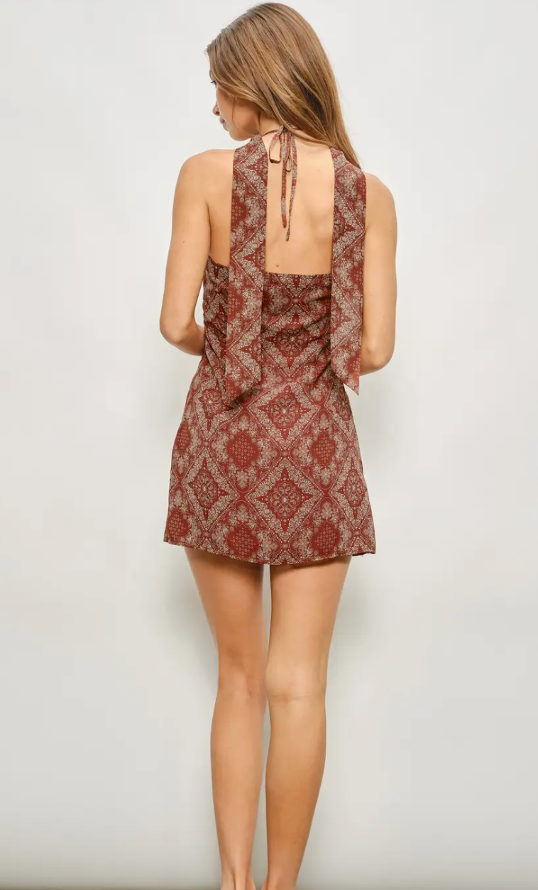 Paisley Halter Mini Dress