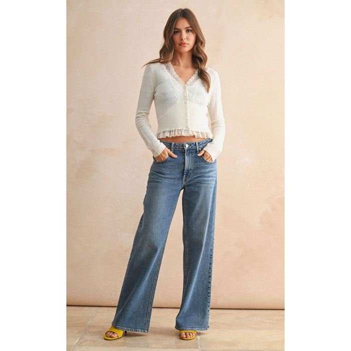 Lace Contrast Cardigan