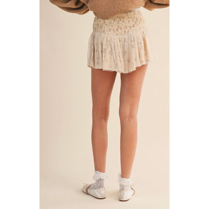 Cream Blossom Mini Skort