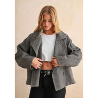 Herringbone Pattern Cape Style Jacket