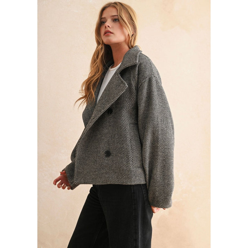 Herringbone Pattern Cape Style Jacket