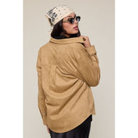 Suede Shirt Jacket in Sand