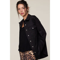 Suede Shirt Jacket in Black