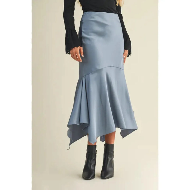 Handkerchief Midi Skirt in Chambray
