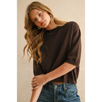 Essential Short Sleeved Sweater in Brown