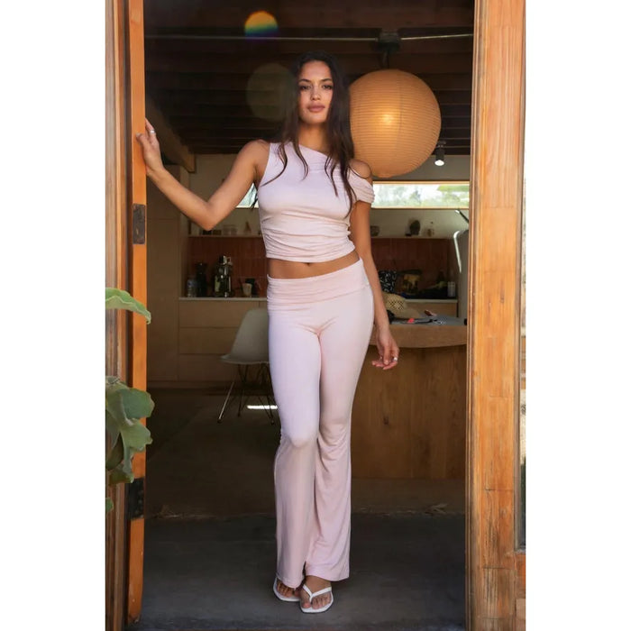 Cora Fold Over Pants in Blush