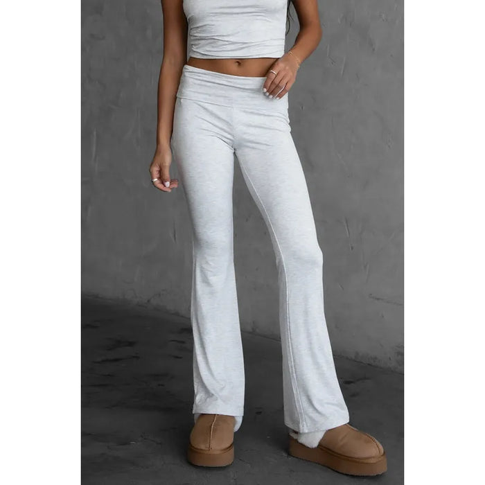 Cora Fold Over Pants in Heather Grey