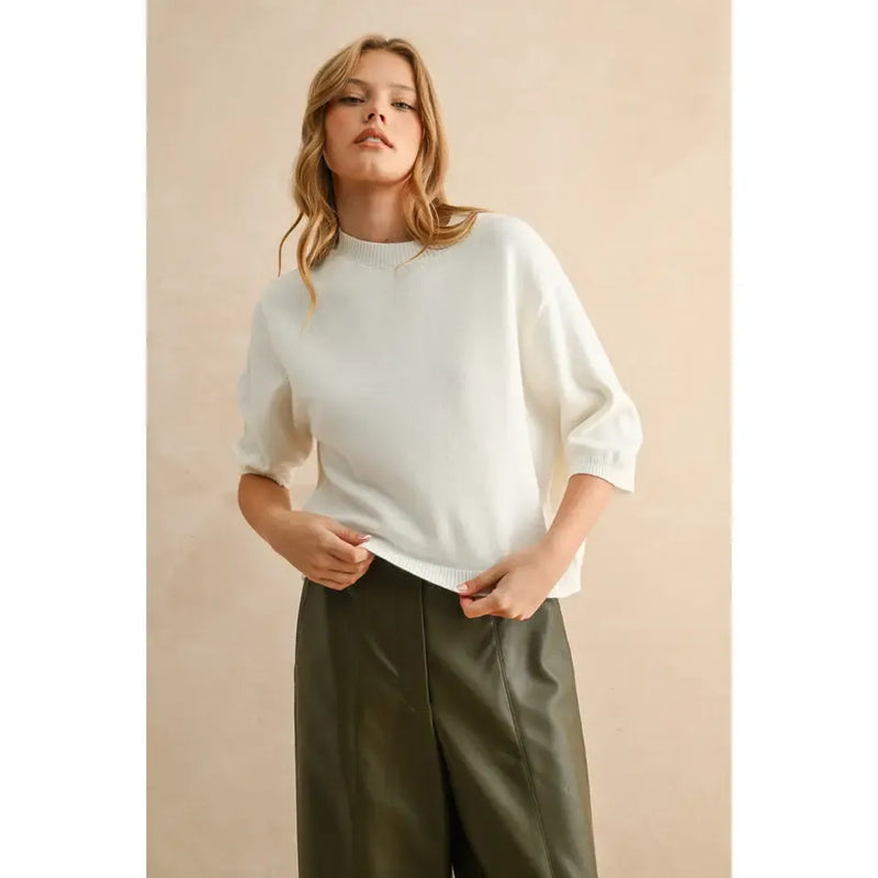 Essential Short Sleeved Sweater in White