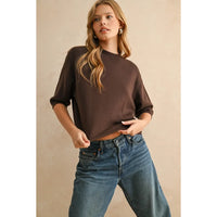 Essential Short Sleeved Sweater in Brown