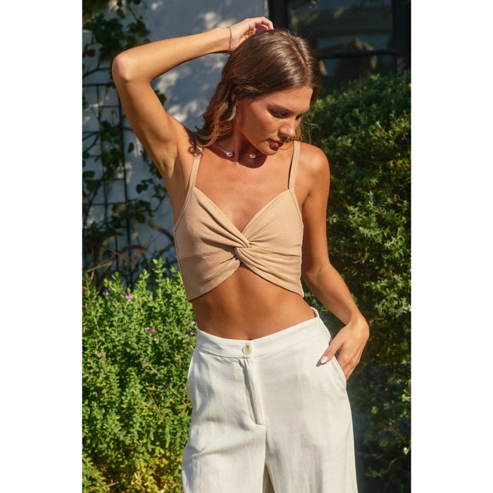 Twisted Tee in Sand Beige