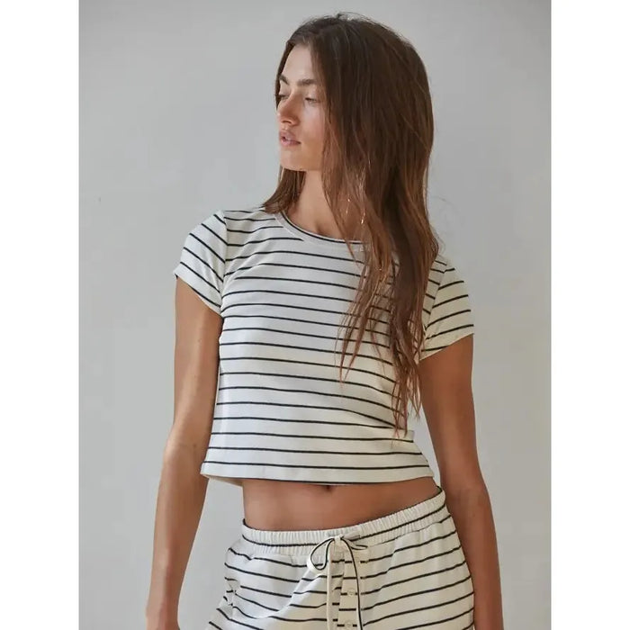 Knit Striped Short Sleeved Top