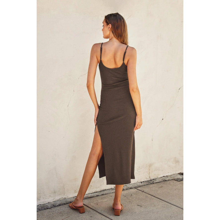 Addie Basic Midi Dress in Mocha