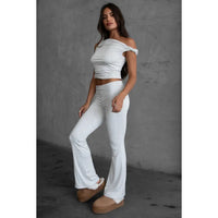 Cora Fold Over Pants in Heather Grey