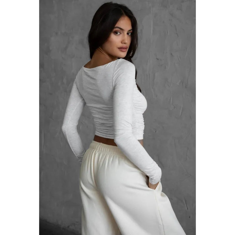 Cora Long Sleeve Top (Heather Grey)