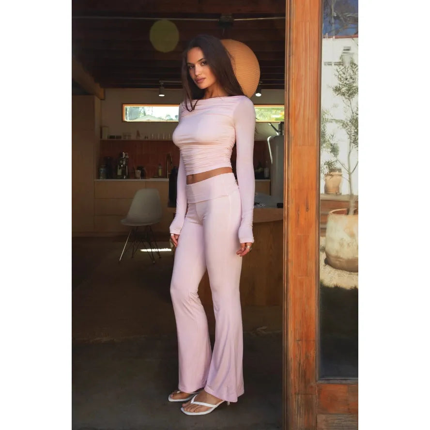Cora Fold Over Pants in Blush