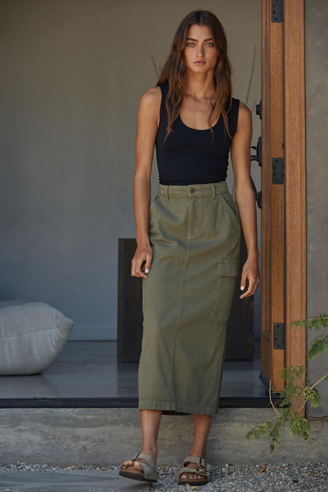 Double Layered Full Length Tank- Black