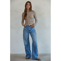 Jacquard Long Sleeve Top in Ash