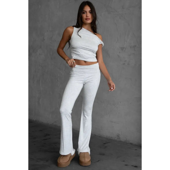 Cora Fold Over Pants in Heather Grey