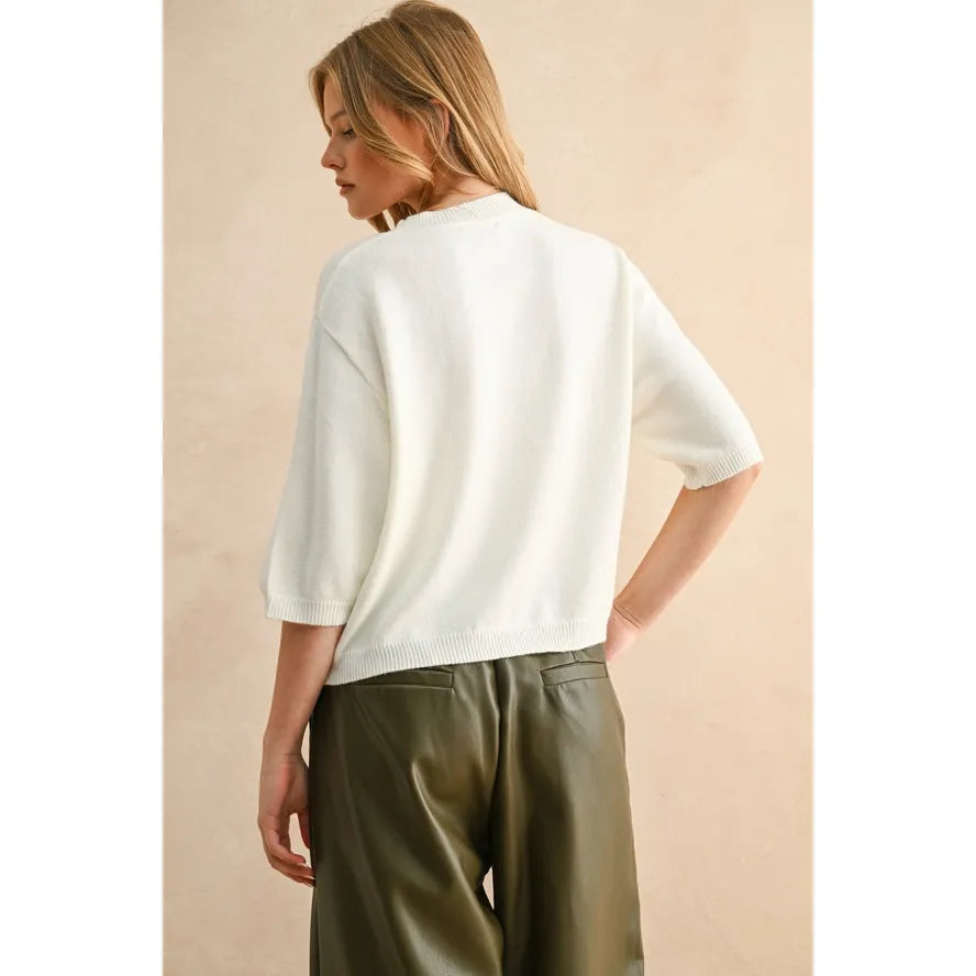 Essential Short Sleeved Sweater in White