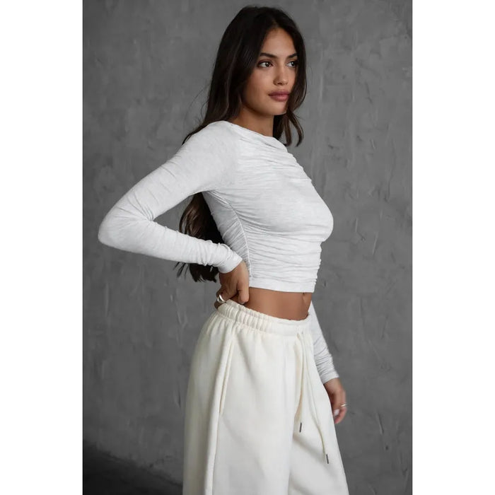 Cora Long Sleeve Top (Heather Grey)