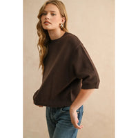 Essential Short Sleeved Sweater in Brown
