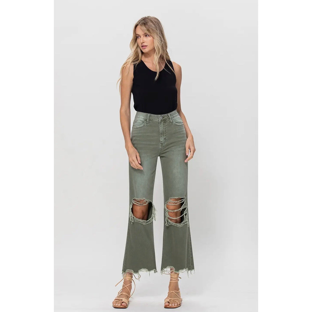 Vintage Crop Flare Jean (Vintage Olive)