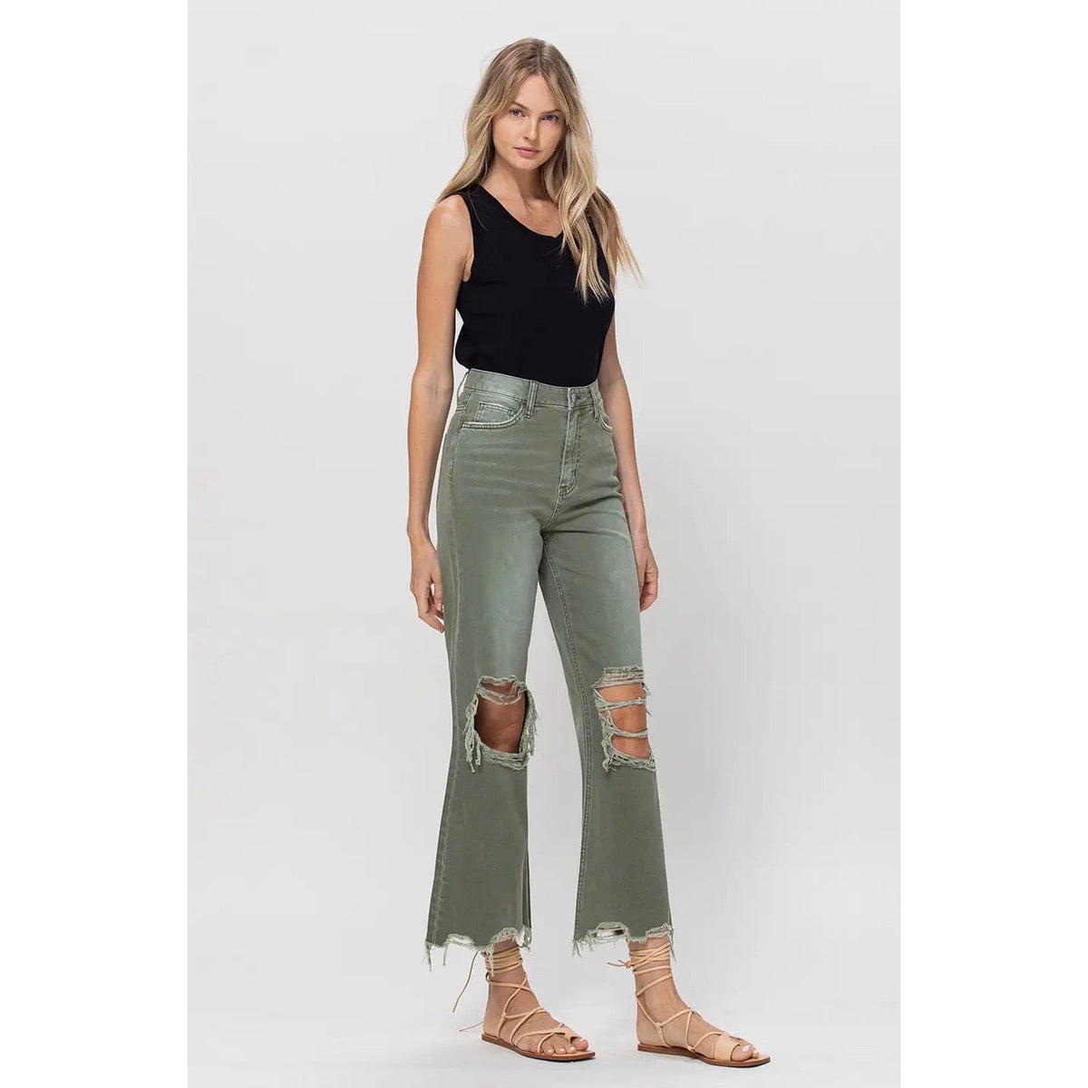 Vintage Crop Flare Jean (Vintage Olive)