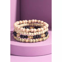 Wooden Bead Stack Bracelet Set (2 Colors)